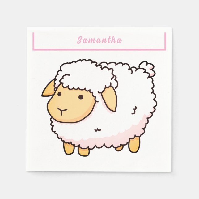 Guardanapo De Papel Clara branca de ovelha personalizada (Frente)