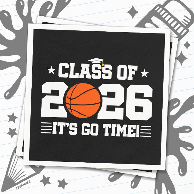 Guardanapo De Papel Class of 2026 Basketball Graduation It’s Go Time (Criador carregado)