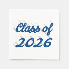 Guardanapo De Papel Class of 2026 blue script graduation