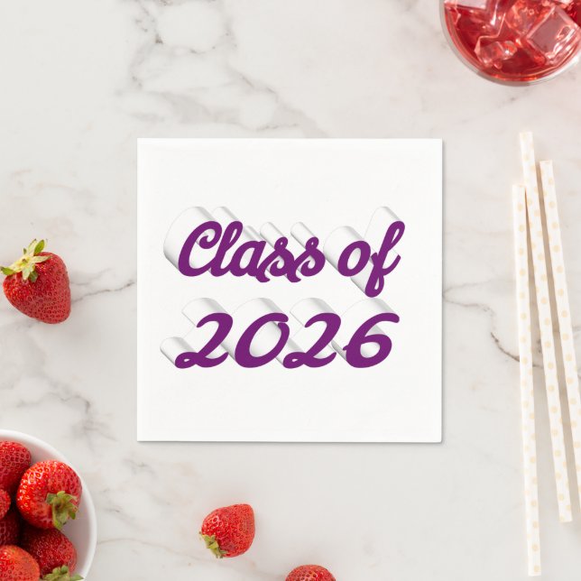 Guardanapo De Papel Class of 2026 purple script graduation (Insitu)