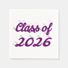 Guardanapo De Papel Class of 2026 purple script graduation
