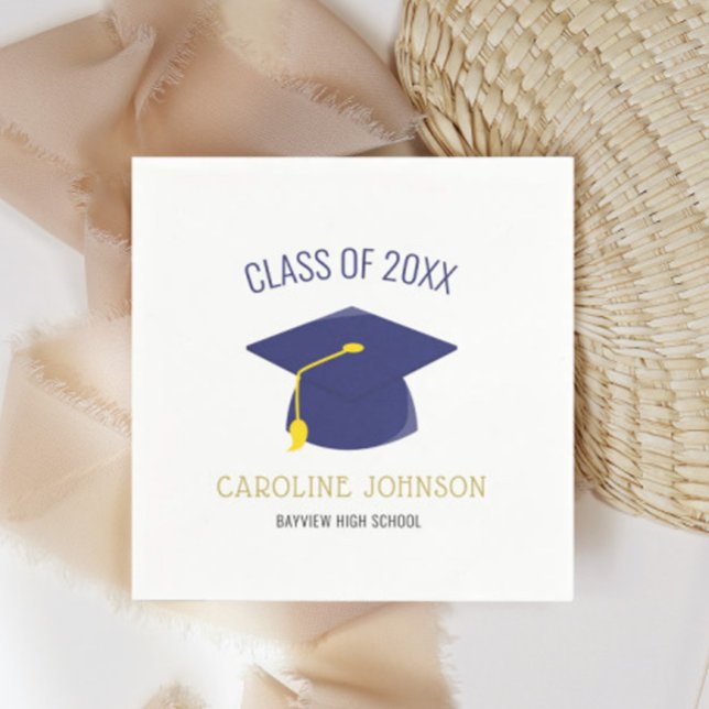 Guardanapo De Papel Classe Azul de Boné e Graduação de Tassel Napkins (Criador carregado)
