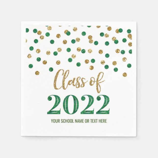 Guardanapo De Papel Classe Confetti Verde Dourado de 2022 (Frente)