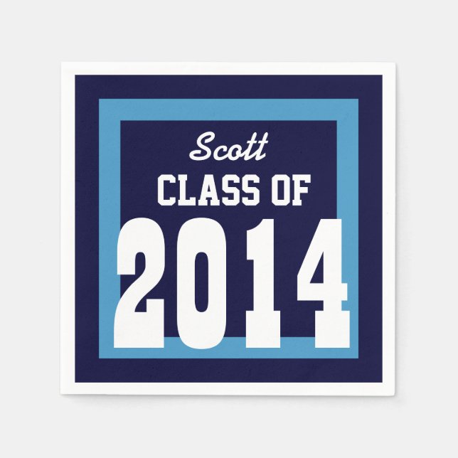 Guardanapo De Papel Classe de 2014 ou Graduação a qualquer ano V01 BLU (Frente)