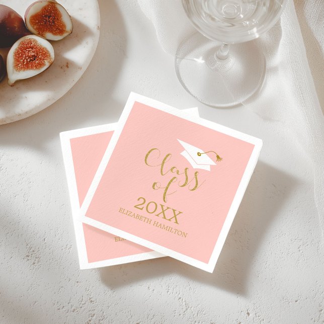 Guardanapo De Papel Classe de 2021 Caligrafia Dourada com Boné Formand (Criador carregado)