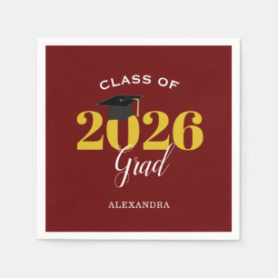 Guardanapo De Papel Classe de 2022 Formando Simples Maroon e Dourado