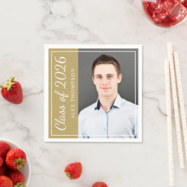 Guardanapo De Papel Classe de 2025 Foto de Festa de formatura Dourada 