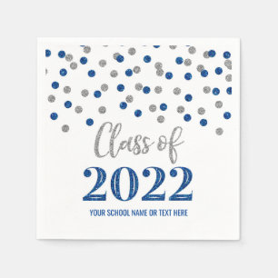Guardanapo De Papel Classe de Confetti de Prata Azul Escura de 2022