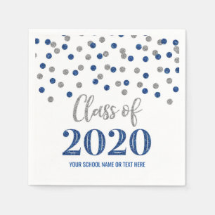 Guardanapo De Papel Classe de Confetti de Prata Azul Escura de Gradua