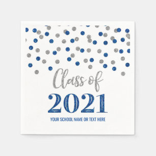 Guardanapo De Papel Classe de Confetti de Prata Azul Escura de Gradua