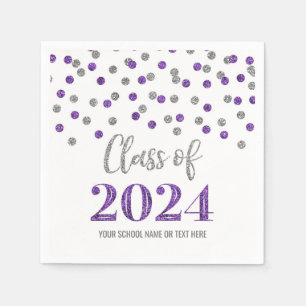 Guardanapo De Papel Classe de Confetti Púrpura de Prata de 2024 Nápole