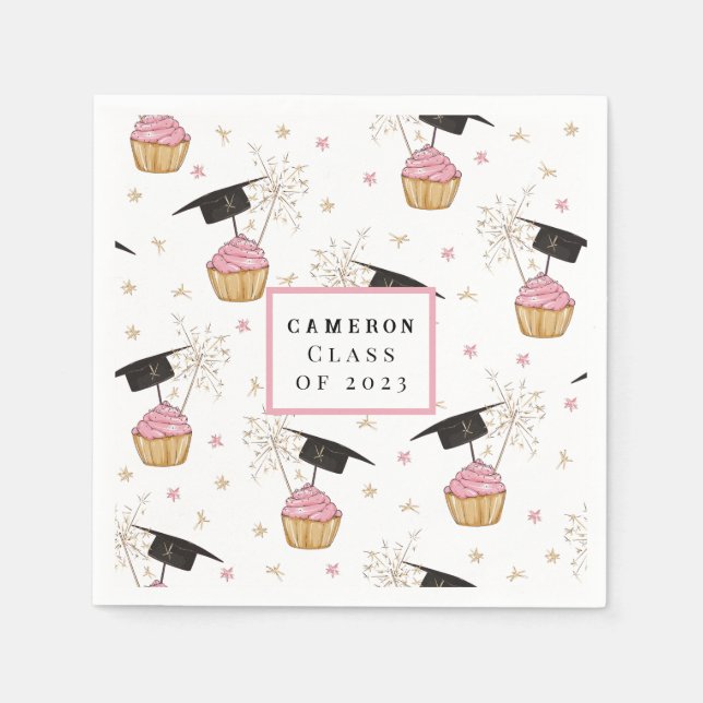 Guardanapo De Papel Classe de Cupcake de Graduação Personalizada (Frente)