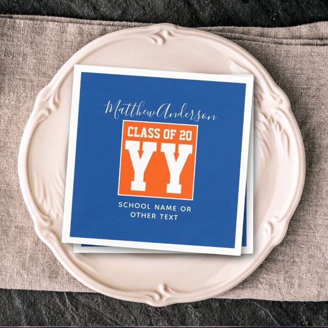 Guardanapo De Papel Classe de Festa de formatura Azul e Laranja 2024 (Criador carregado)