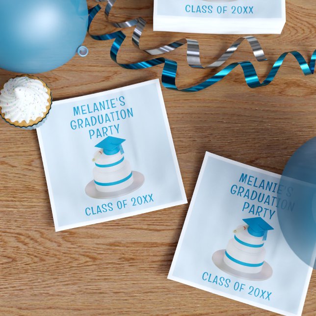Guardanapo De Papel Classe de Festa de formatura Blue Napkins (Just add your Graduation Party Class Year to this napkins and throw your cap in the air!)