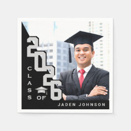 Guardanapo De Papel Classe de Festa de formatura de FOTO Preta Silver 