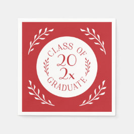 Guardanapo De Papel Classe De Formando 2025, Vermelho Branco, Botânico