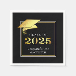 Guardanapo De Papel Classe de Graduação 2025 Dourada Personalizada Pre