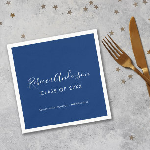 Guardanapo De Papel Classe de Graduação da Caligrafia Azul Escura 20