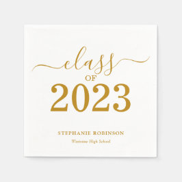 Guardanapo De Papel Classe de Graduação de Script Dourado 2023
