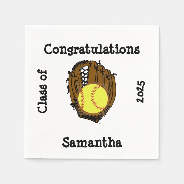 Guardanapo De Papel Classe de Graduação de Softball de Parabéns (Frente)