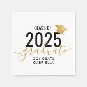 Guardanapo De Papel Classe de graduação Dourada a preto 2022 