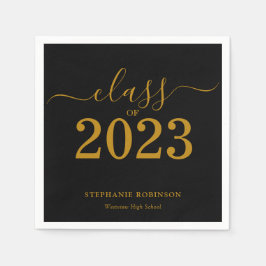 Guardanapo De Papel Classe de graduação Dourada a preto 2023