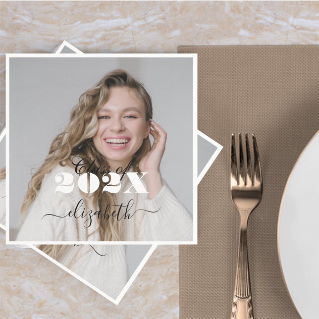 Guardanapo De Papel Classe de Nome de Foto Personalizado do Formando 2 (Criador carregado)