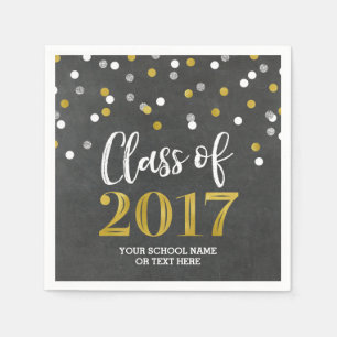 Guardanapo De Papel Classe de prata Dourado dos confetes da graduaçã