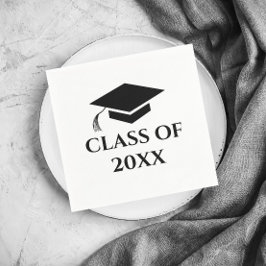 Guardanapo De Papel Classe do Ano de Graduação Simples Preto e Branco