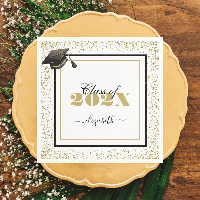 Guardanapo De Papel Classe Elegante de Graduação Dourada do Nome Perso (Criador carregado)