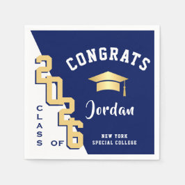 Guardanapo De Papel Classe Moderna de Festa de formatura Azul do Ouro 