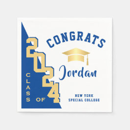 Guardanapo De Papel Classe Moderna de Festa de formatura Azul do Ouro 