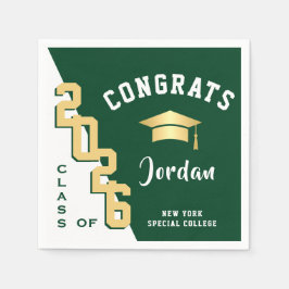 Guardanapo De Papel Classe Moderna de Festa de formatura Verde Ouro 20