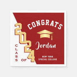 Guardanapo De Papel Classe Moderna de Festa de formatura Vermelha Ouro