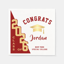 Guardanapo De Papel Classe Moderna de Festa de formatura Vermelha Ouro