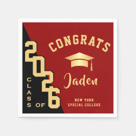 Guardanapo De Papel Classe Moderna de Festa de formatura Vermelha Ouro