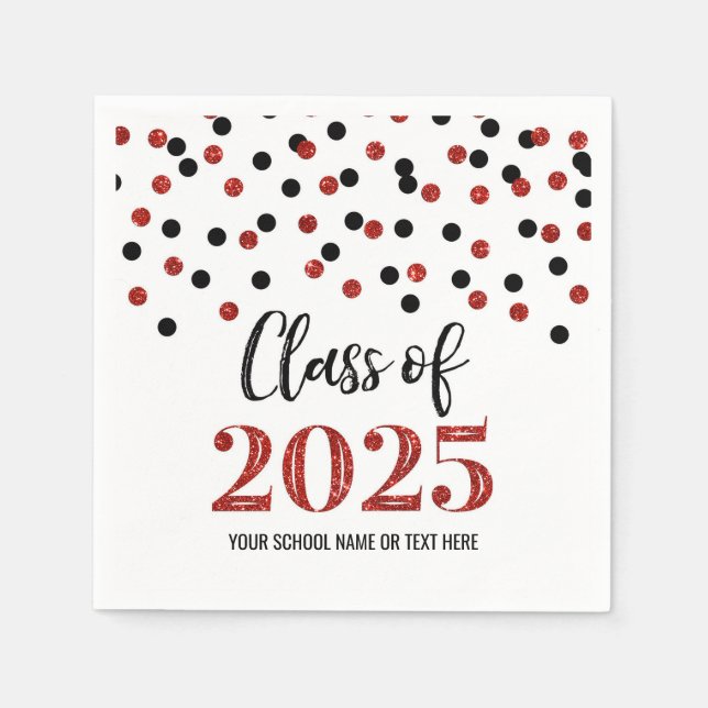 Guardanapo De Papel Classe Red Black Confetti de 2025 Napkins (Frente)