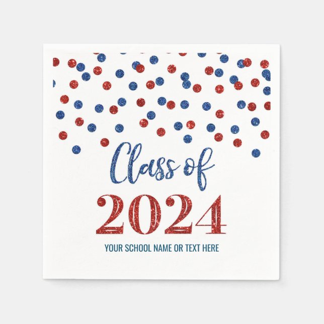 Guardanapo De Papel Classe Red Blue Confetti de 2024 Napkins (Frente)