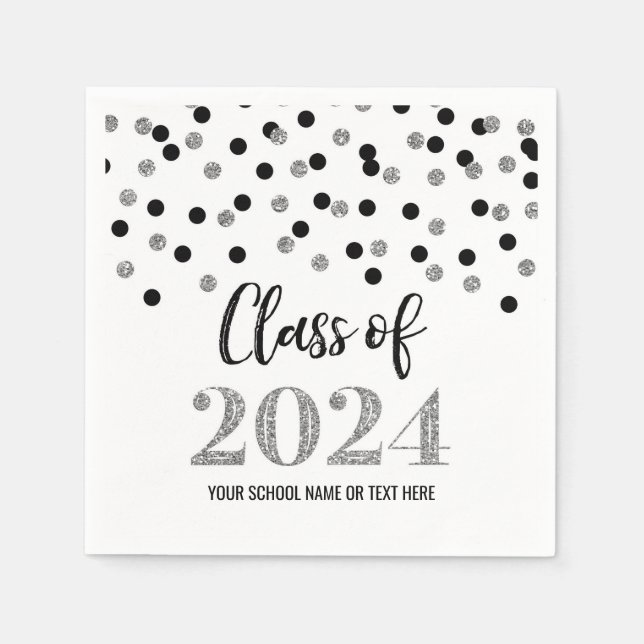 Guardanapo De Papel Classe Silver Black Confetti de 2024 Napkins (Frente)