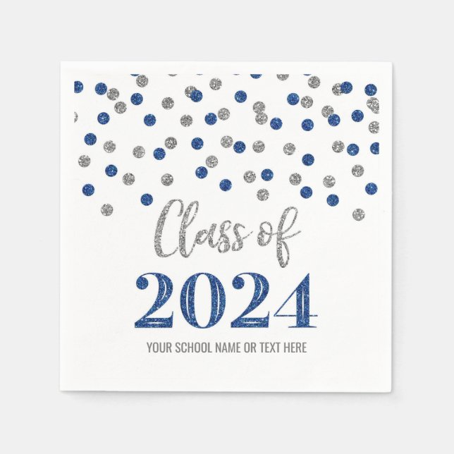 Guardanapo De Papel Classe Silver Blue Confetti de 2024 Napkins (Frente)