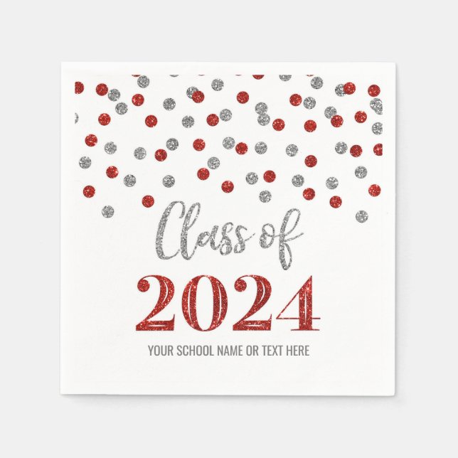 Guardanapo De Papel Classe Silver Red Confetti de 2024 Napkins (Frente)
