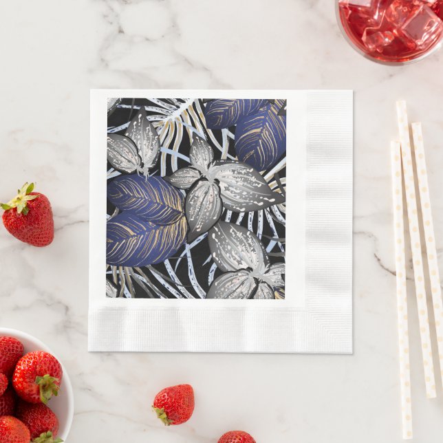 Guardanapo De Papel Classe Tropical é azul, prateada e Dourada (Insitu)