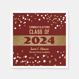 Guardanapo De Papel Classe Vermelha Personalizada Burgundy de Graduaçã