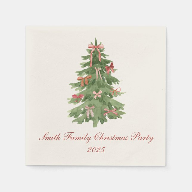 Guardanapo De Papel Classic Bow Tree Family Christmas Party Holiday (Frente)