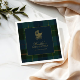 Guardanapo De Papel Classic Dark Green & Blue Plaid Baby Shower