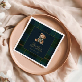Guardanapo De Papel Classic Dark Green & Blue Plaid Baby Shower