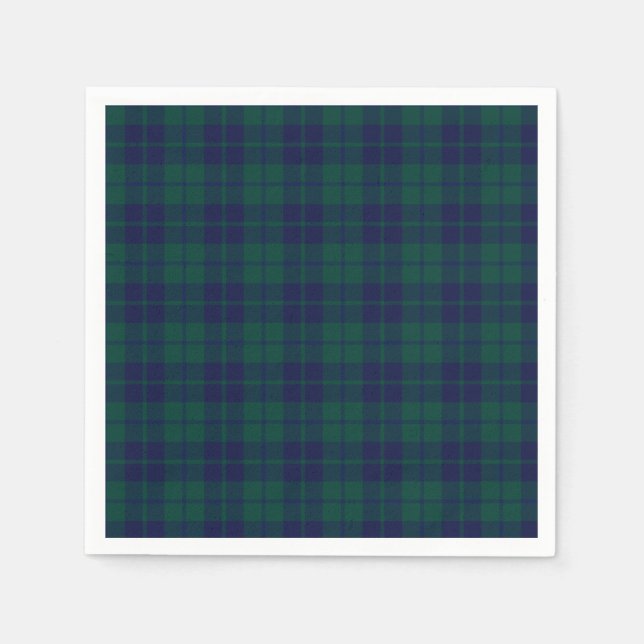 Guardanapo De Papel Classic Green Navy Tartan Plaid Pattern  (Frente)