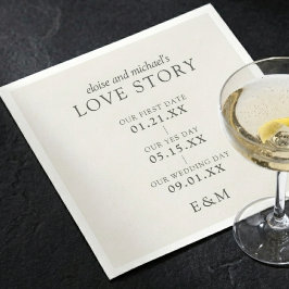 Guardanapo De Papel Classic Love Story Timeline Minimalist Wedding