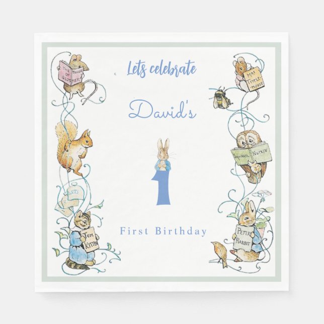 Guardanapo De Papel Classic Peter the Rabbit Beatrix Potter Birthday (Frente)