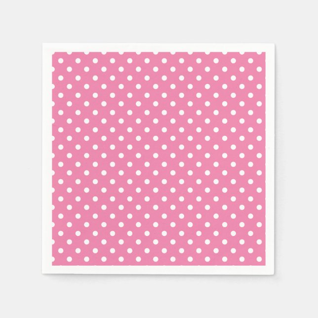 Guardanapo De Papel Classic Polka Dot White - Fuchsia Pink (Frente)